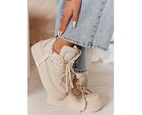 Dámské tenisky na vysoké platformě UPSOLE béžové Béžová, 38