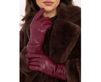 Dámské vínové rukavice s knoflíky Kaštanová, L/XL