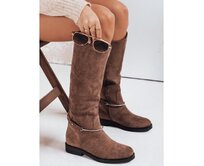 Dámské kozačky semišové hnědé Hnědá, 36