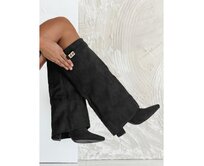 Dámské kozačky se širokým svrškem, černé Černá, 40