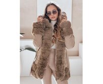 Dámská zimní bunda CITYGLANCE s kožešinou kamelová Karamelová, XL