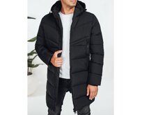 Pánská zimní prošívaná bunda s kapucí, černá Černá, S