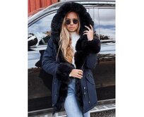 Dámská zimní bunda s kožešinou CHARMFUR tmavě modrá Námořnická modrá, S