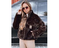 Dámská krátká kožešinová bunda hnědá Hnědá, M