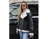 Dámská bunda typu ramoneska s kožešinou černá Černá, M