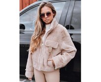 Dámská krátká kožešinová bunda béžová Béžová, S