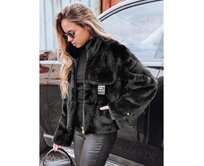 Krátká dámská kožešinová bunda, černá Černá, S