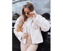 Krátká dámská kožešinová bunda, bílá Bílá, S