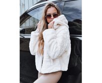 Dámská kožešinová bunda s kapucí světle béžová Béžová, S