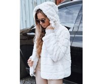 Dámská oboustranná kožešinová bunda s kapucí, světle béžová Béžová, S