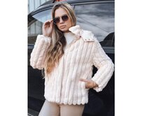 Dámská kožešinová bunda s kapucí, růžová Růžová, S