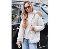 Dámská zimní prošívaná bunda s kapucí, bílá Bílá, S