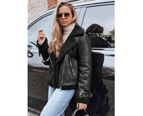 Dámská bunda typu ramoneska s kožešinou, černá Černá, L