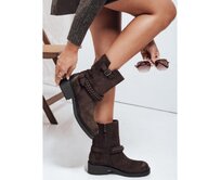 Dámské kotníkové boty, semišové, hnědé Hnědá, 37