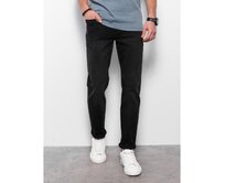 Pánské džínové kalhoty s žebrováním REGULAR FIT černé V2 OM-PADP-0102 Černá, S