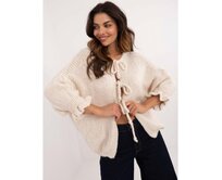 Dámský svetr s 3/4 rukávy oversize světle béžový Béžová, Univerzální