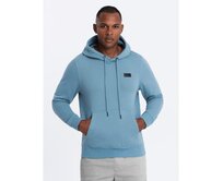 Pánská mikina klokanka s kapucí a kovovým kolíčkem modrá Světle modrá, XL
