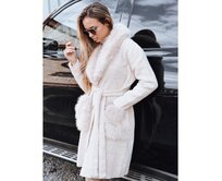 Dámský kabát s kožešinou béžový Béžová, S/M