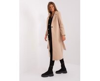Dámský kabát se zapínáním na knoflíky OCH BELLA béžový Béžová, XL