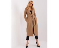 Dámský kabát s páskem OCH BELLA hnědý Karamelová, S
