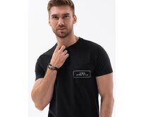 Pánské bavlněné tričko Ombre Streetstyle s potiskem kapes černé V1 OM-TSCT-0108 Černá, M