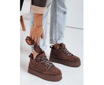 Dámské tenisky s kožešinou na platformě hnědé Hnědá, 39