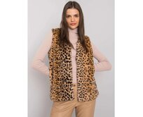 Dámská vesta kožešinová s puntíky PERRINA béžová Béžová, M