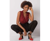 Dámský overal s páskem Seila RUE PARIS černo-červený Vícebarevný, M