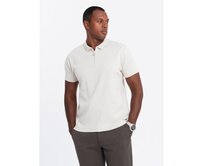 Pánská melanžová polokošile s pruhovaným límcem - černá V1 OM-POSS-0109 Krémová, L