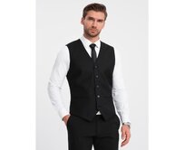 Pánská obleková vesta bez klop V4 OM-BLZV-0112 černá Černá, S