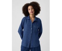 Mušelínová košile oversize Modrá, S