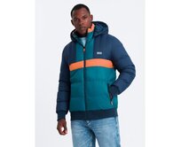 Pánská barevná sportovní retro bunda - tmavě modrá a oranžová V3 Oranžová, S