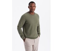 Pánský svetr RELAXED FIT z úpletu s kosočtvercovým vzorem – olivový V4 OM-SWSW-0110 Olivová, L