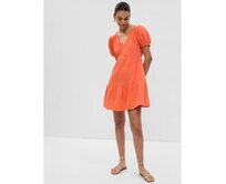 Mini šaty s rukávem Oranžová, XXS