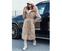 Dámská prošívaná dlouhá bunda GLAMWARM béžová Béžová, XL