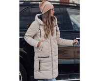 Dámská zimní bunda NORFFI dlouhá prošívaná s kapucí béžová Béžová, L