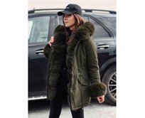 Dámská bunda parka s kožíškem CHARMFUR zelená Zelená, S