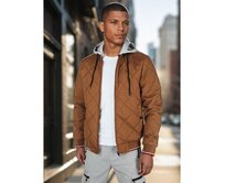Pánská prošívaná bunda s kapucí, kamelová Karamelová, L