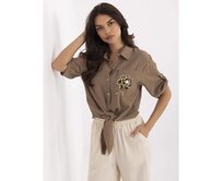 Tmavě béžová mušelínová košile s kapsou Vícebarevný, Univerzální