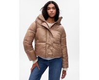 Zimní prošívaná bunda crop Hnědá, XL