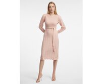 Světle růžové dámské svetrové šaty s příměsí vlny Růžová, XL