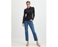 Černé dámské žebrované polo tričko Černá, M