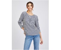 Tmavě modrá dámská pruhovaná halenka Modrá, 34