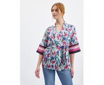 Světle modré dámské květované kimono Světle modrá, 38