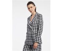 Bílo-černé dámské kostkované sako Bílá, 38