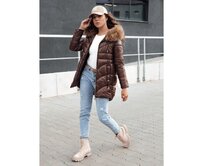 Dámská zimní bunda s kapucí WINTERCHIC kávová Karamelová, M