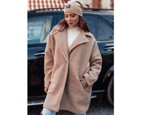 Dámský kabát PLUSHLINE dlouhý z ovčí kůže béžový Béžová, Univerzální