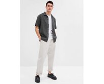 Lněná košile s rozhalenkou Černá, S