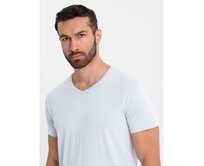 Pánské klasické bavlněné tričko BASIC s kulatým výstřihem – světle šedé V23 OM-TSBS-0237 Šedá, S