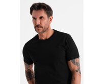 Klasické pánské bavlněné tričko BASIC – černé V1 OM-TSBS-0236 Černá, S